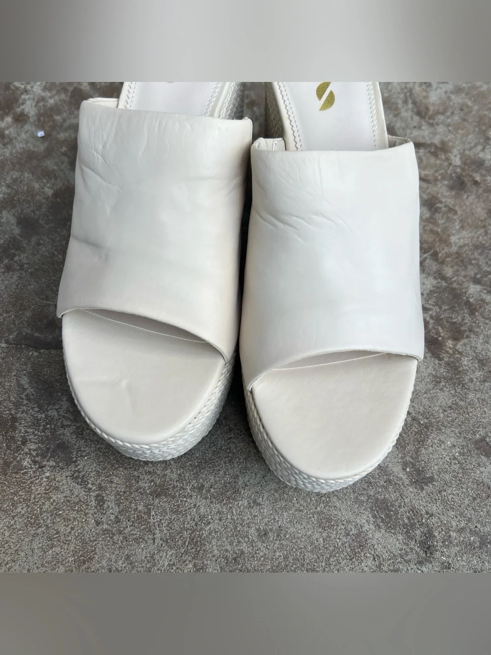 NEW Franco Sarto Womens Coco Platform Sandals Creamy Beige Sz 8.5